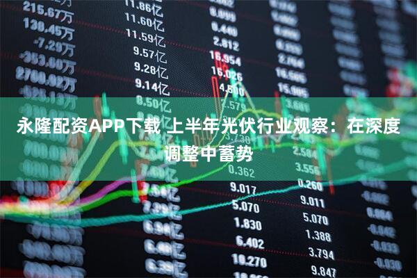 永隆配资APP下载 上半年光伏行业观察:在深度调整中蓄势